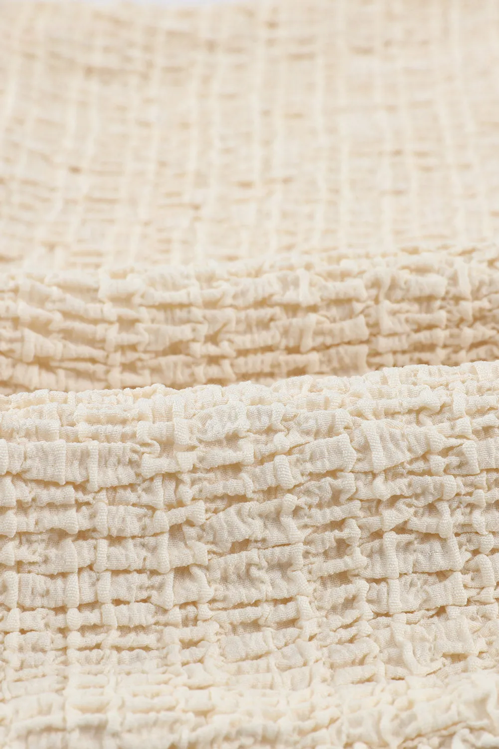 Ruffled One-shoulder Smocked Top