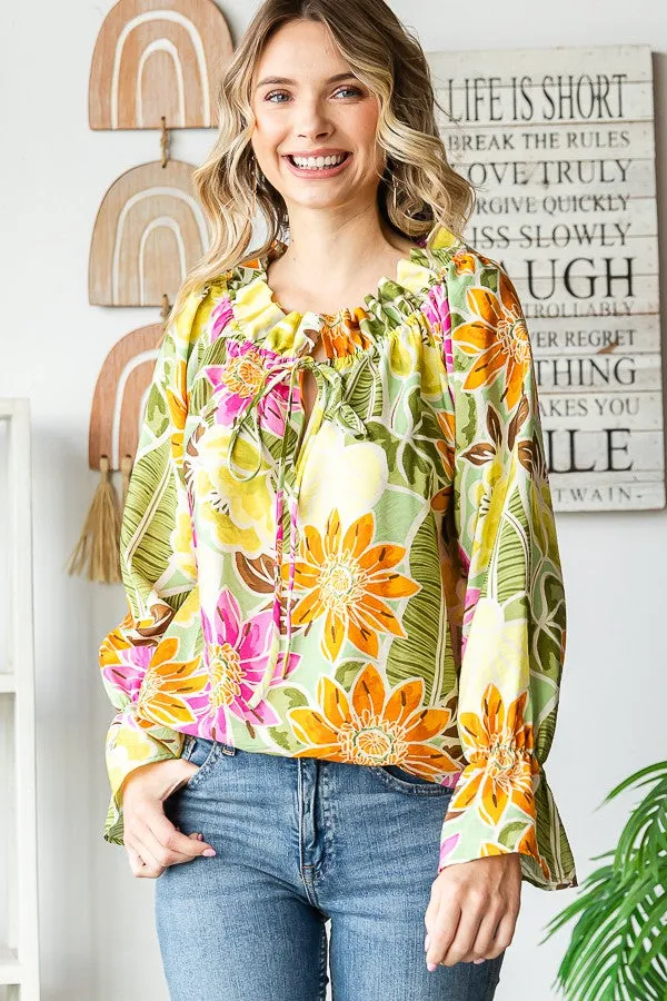 Ruffled Romance Tie-Front Top