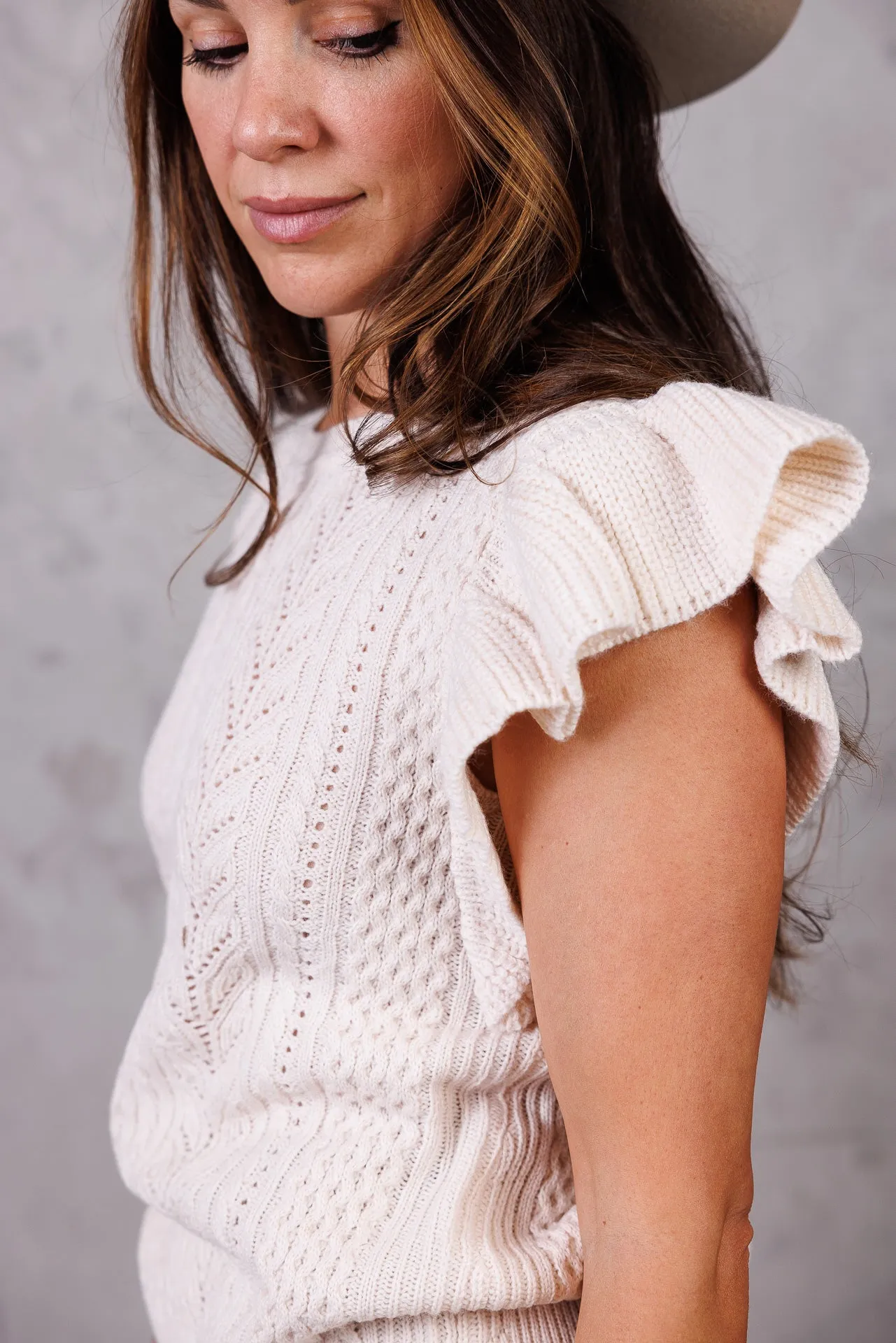 Ruffled Sleeve Sweater Top