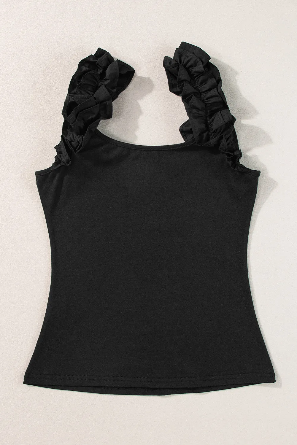 Ruffled Straps Slim Tank Top