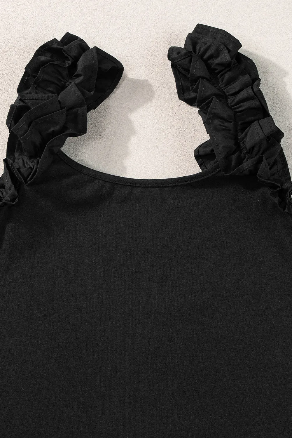 Ruffled Straps Slim Tank Top