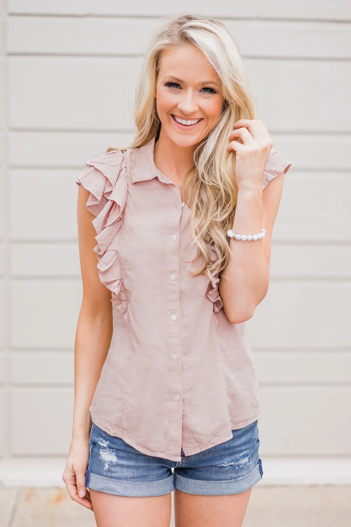 Ruffled Up Cutie Top- Blush