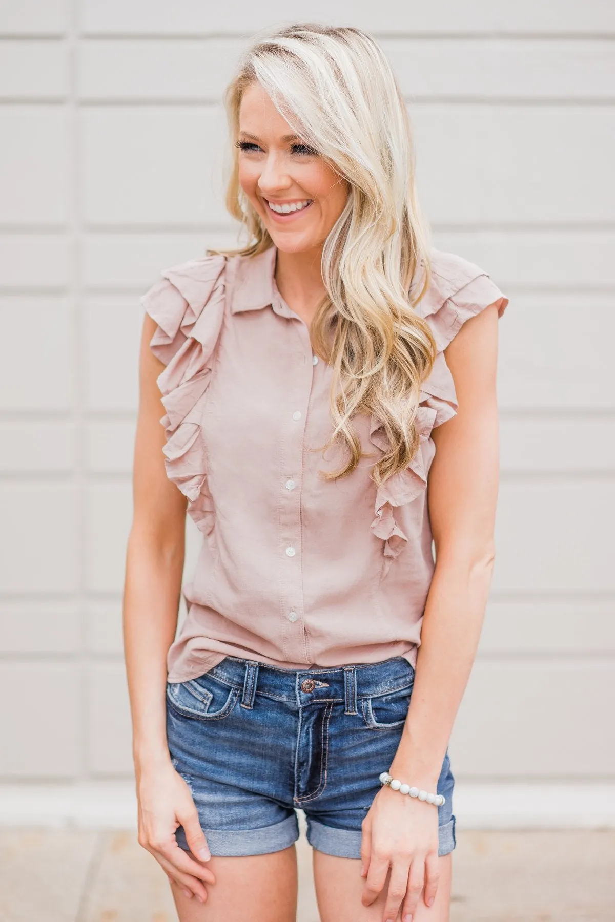 Ruffled Up Cutie Top- Blush