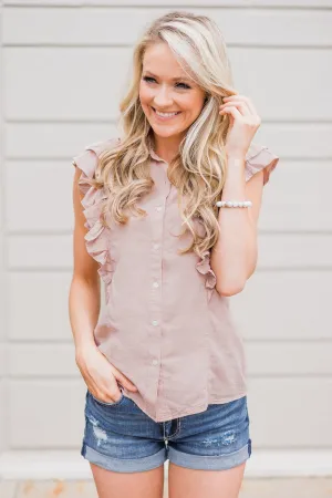 Ruffled Up Cutie Top- Blush