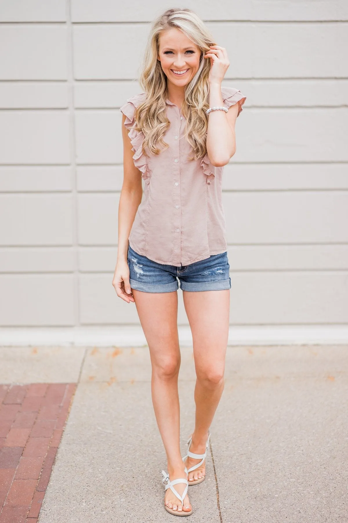 Ruffled Up Cutie Top- Blush