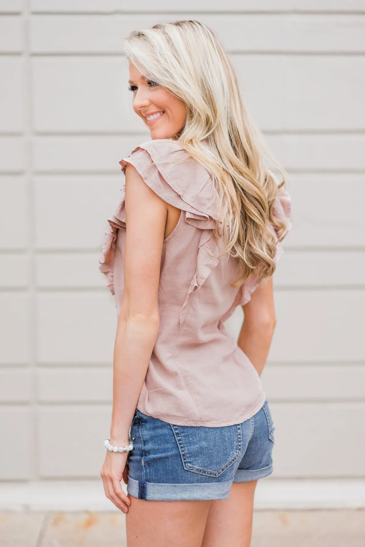 Ruffled Up Cutie Top- Blush