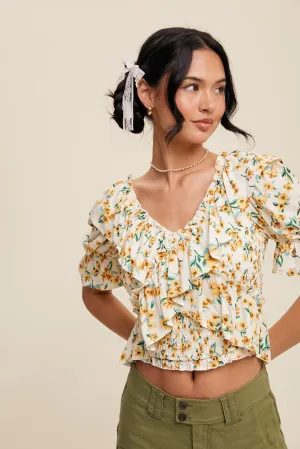 Ruffled V-neck Blouse (C47)