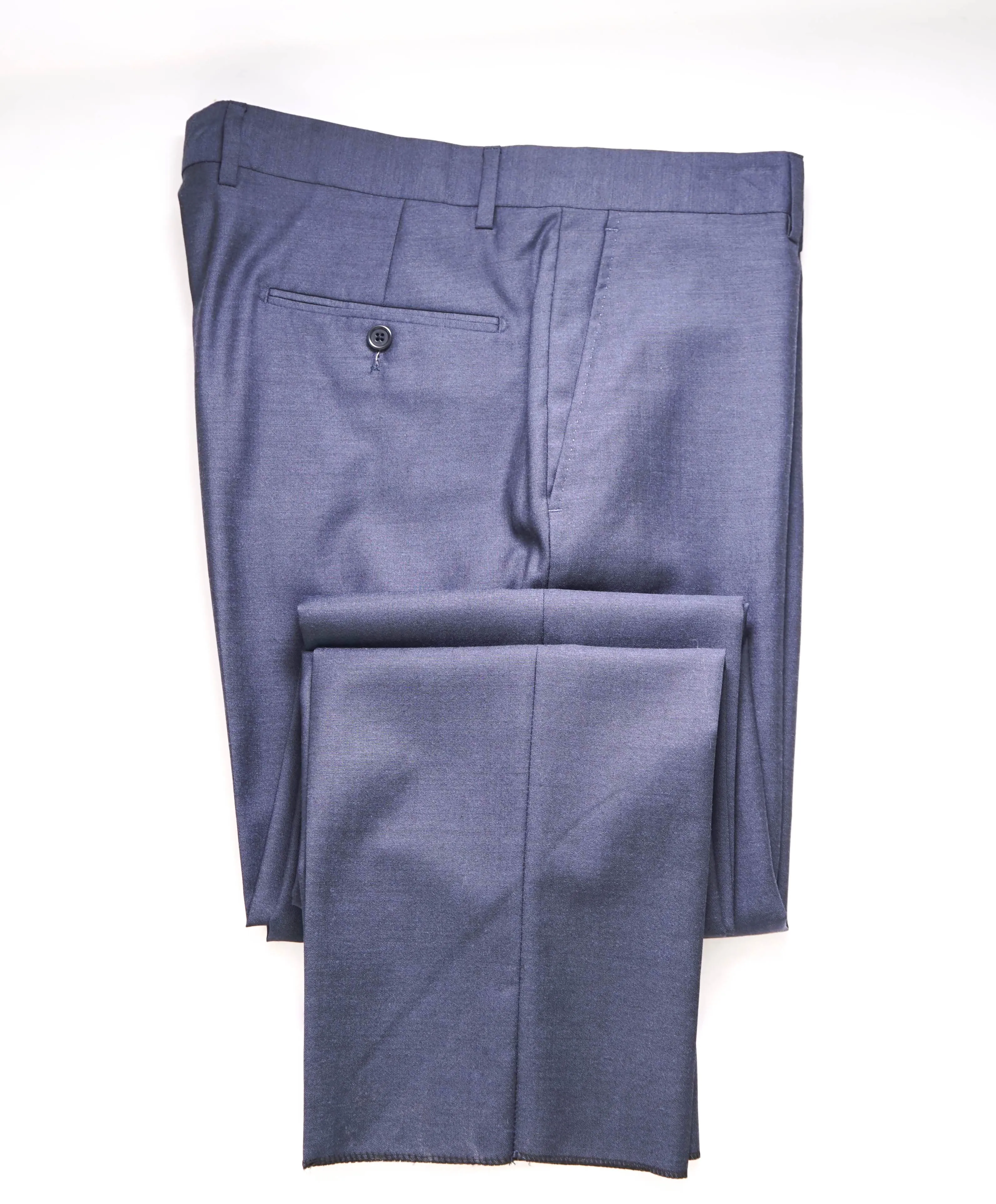 SAKS FIFTH AVE - Steel Blue Wool MADE IN ITALY Flat Front Dress Pants - 36W