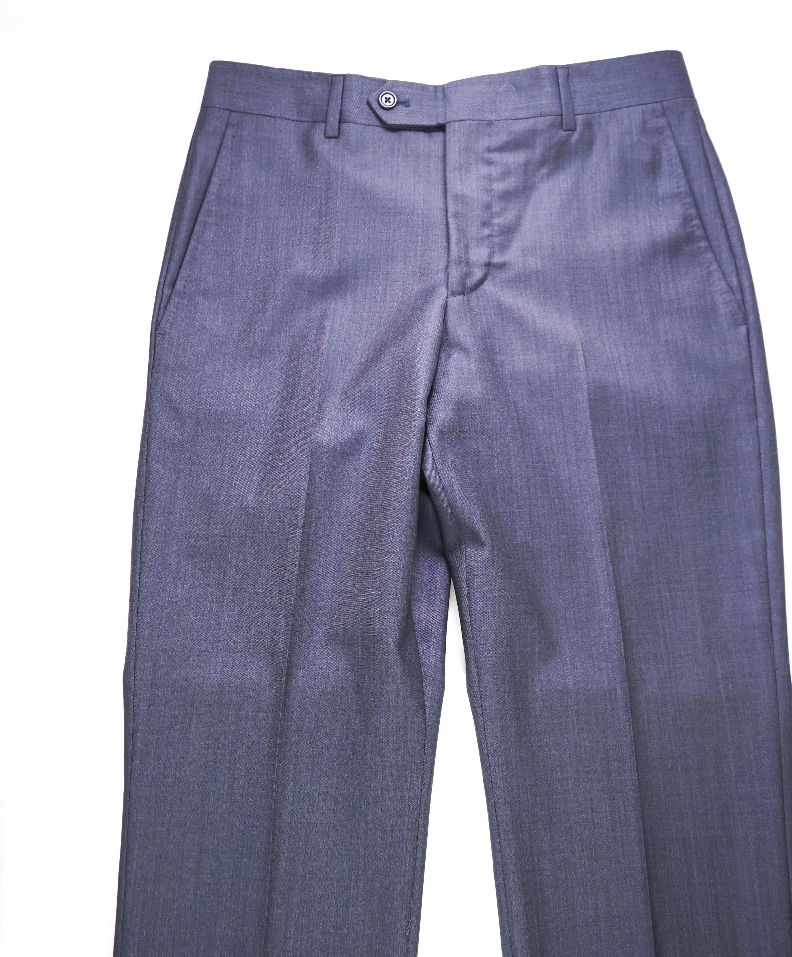 SAKS FIFTH AVE - Steel Blue Wool MADE IN ITALY Flat Front Dress Pants - 36W