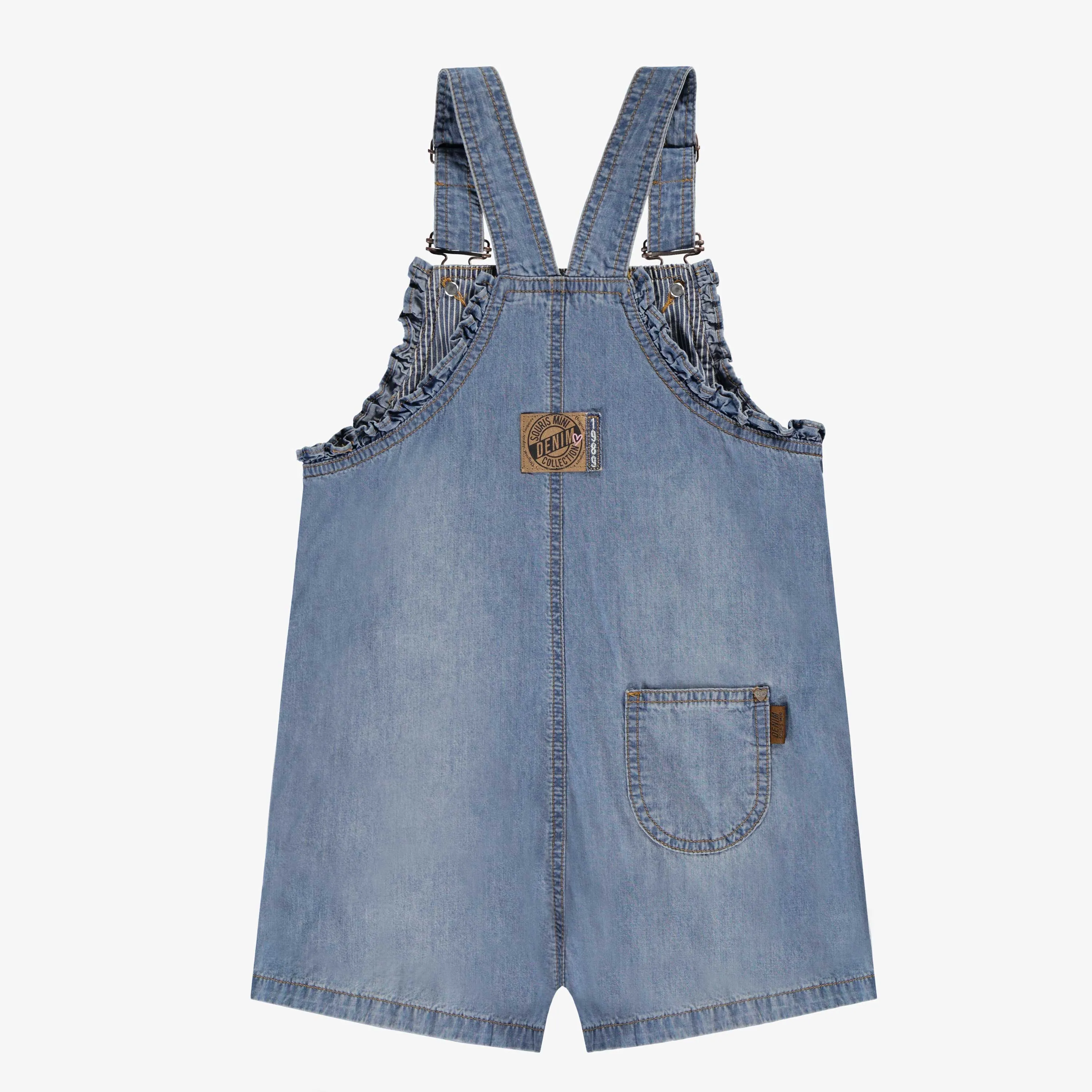 Salopette en denim bleu pâle avec broderie, enfant || Light blue denim overalls with embroidery, child