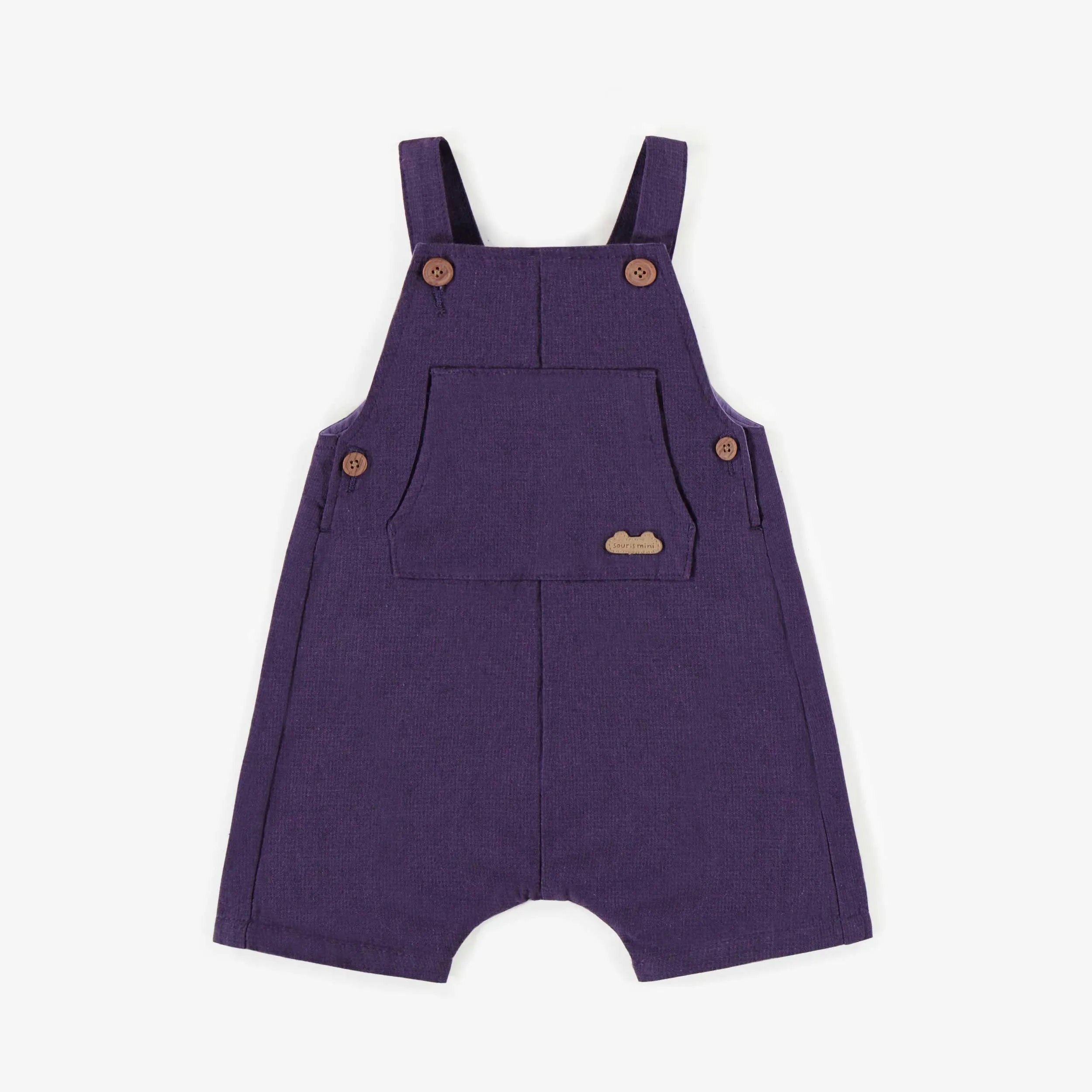 Salopette mauve ample en lin, naissance || Purple loose fit overall in linen, newborn