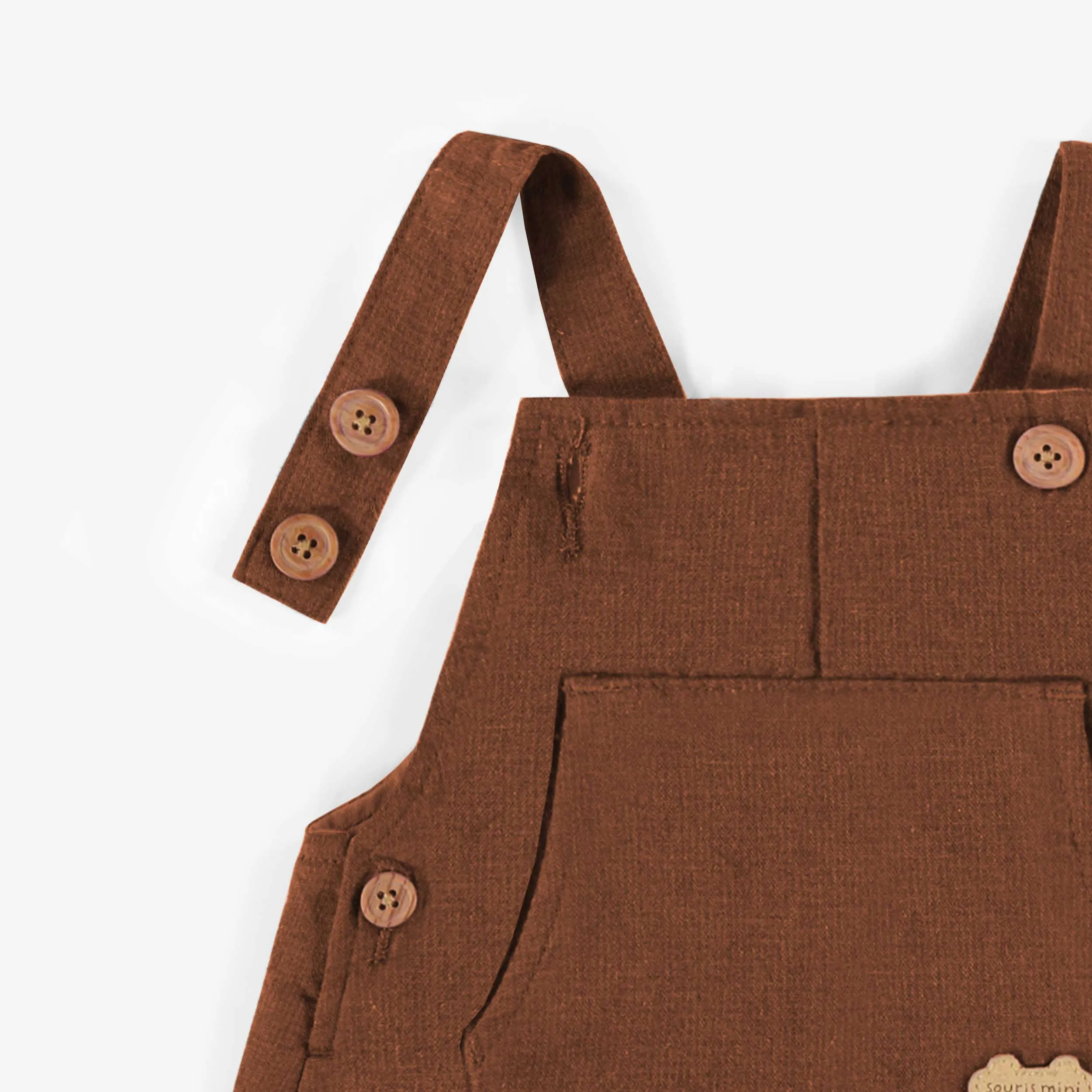 Salopette rouille ample en lin, naissance || Rust loose fit overall in linen, newborn