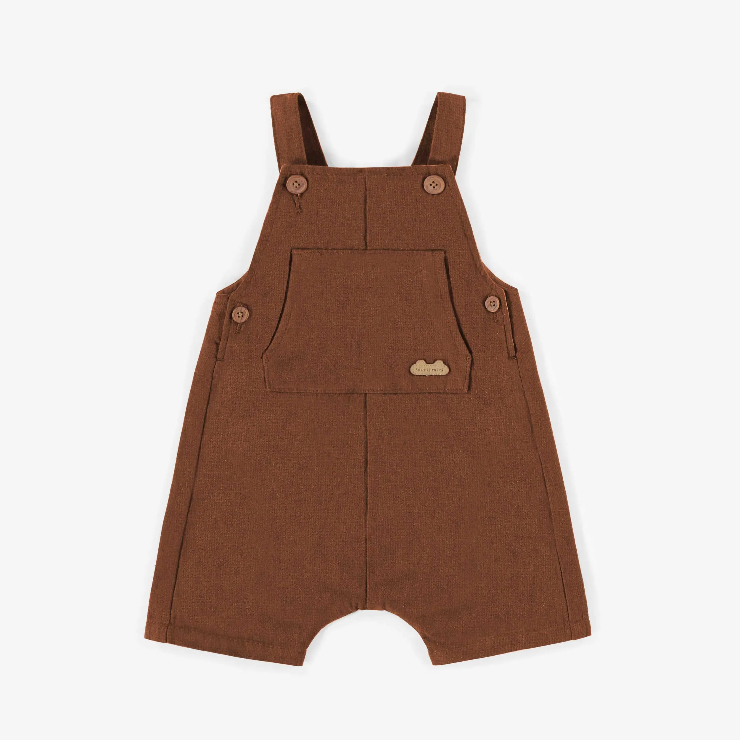 Salopette rouille ample en lin, naissance || Rust loose fit overall in linen, newborn