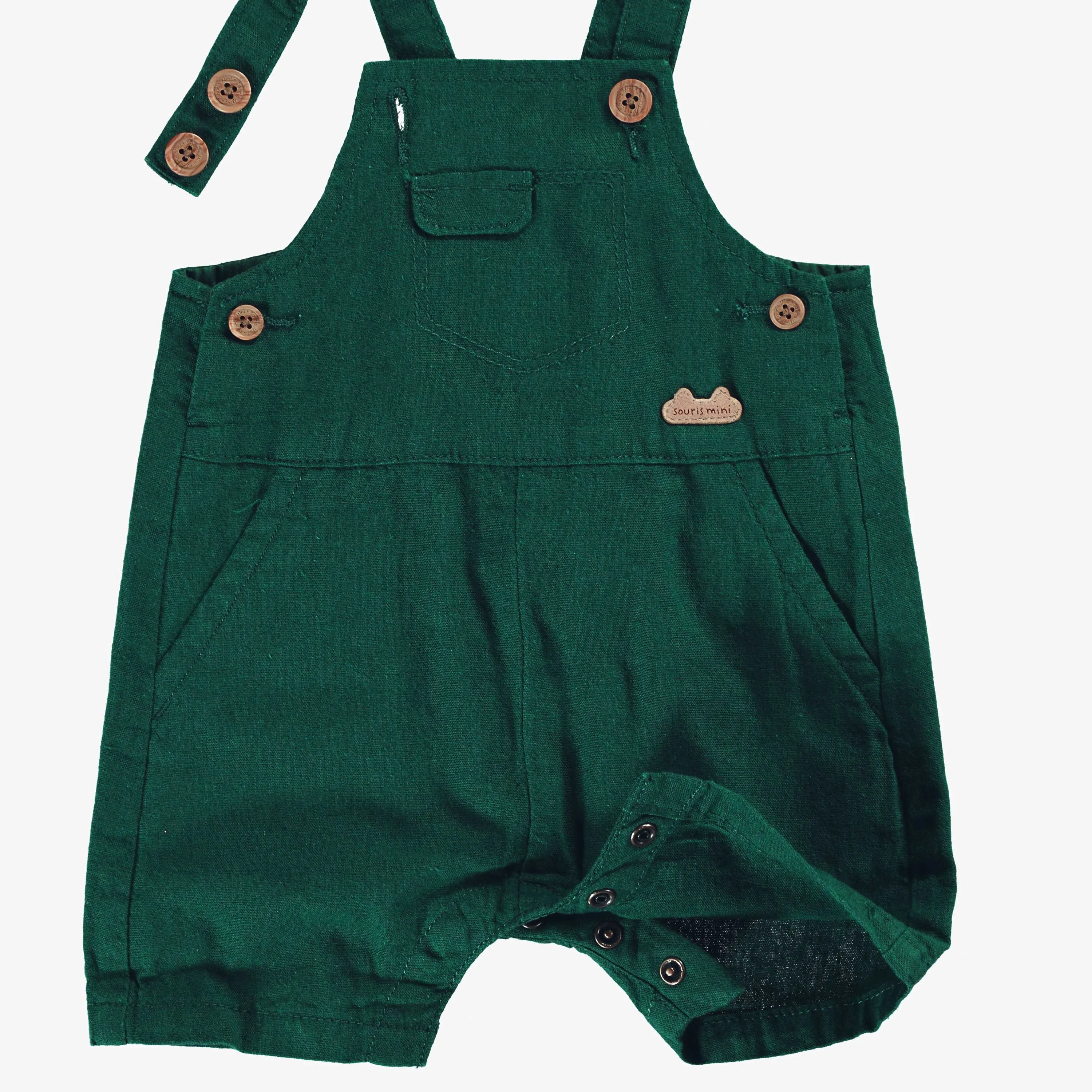 Salopette verte avec bretelles ajustables, naissance || Green overalls with adjustable straps, newborn