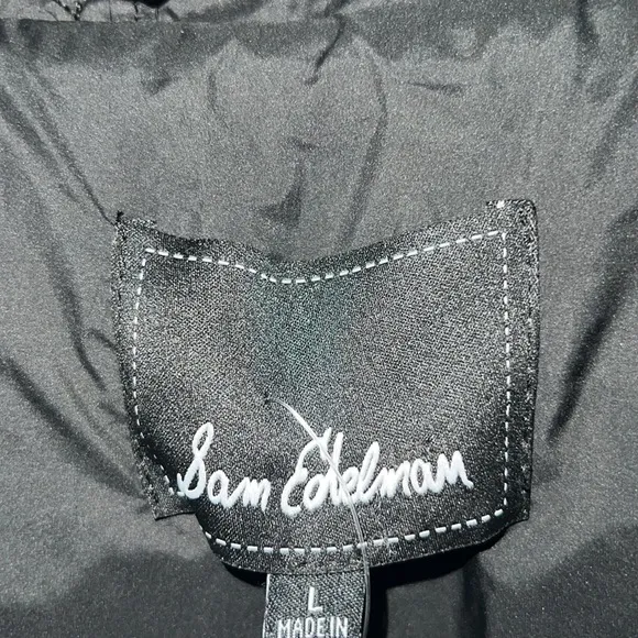 Sam Edelman black puffer trench jacket, FLAW