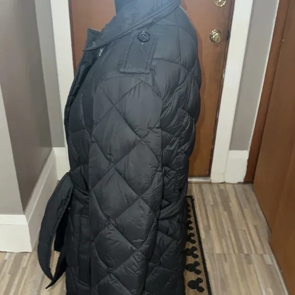 Sam Edelman black puffer trench jacket, FLAW