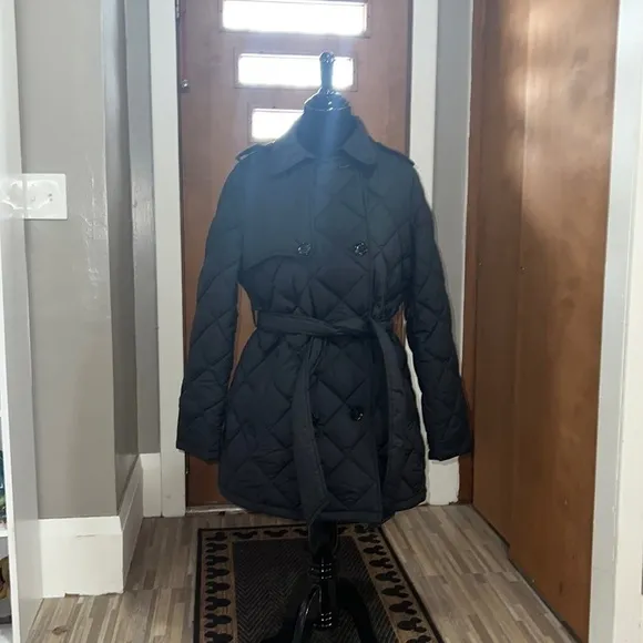 Sam Edelman black puffer trench jacket, FLAW