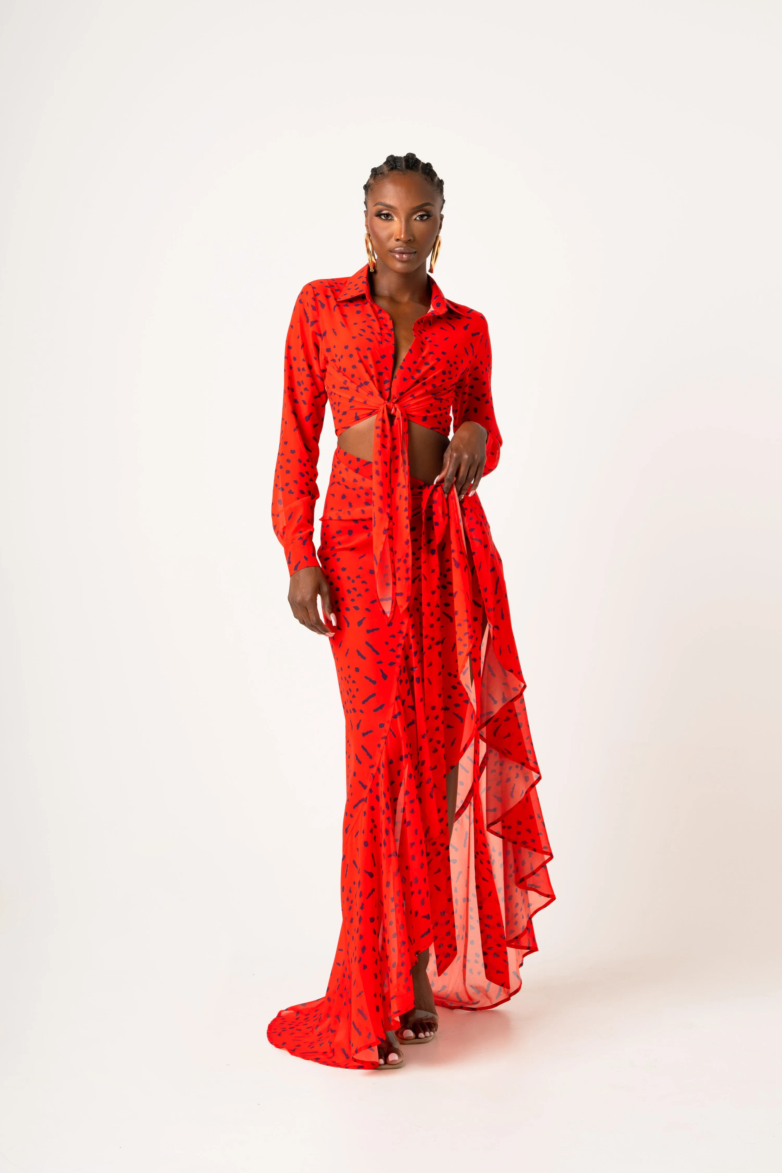 SAMIAH CHIFFON FRONT TIE CROP TOP