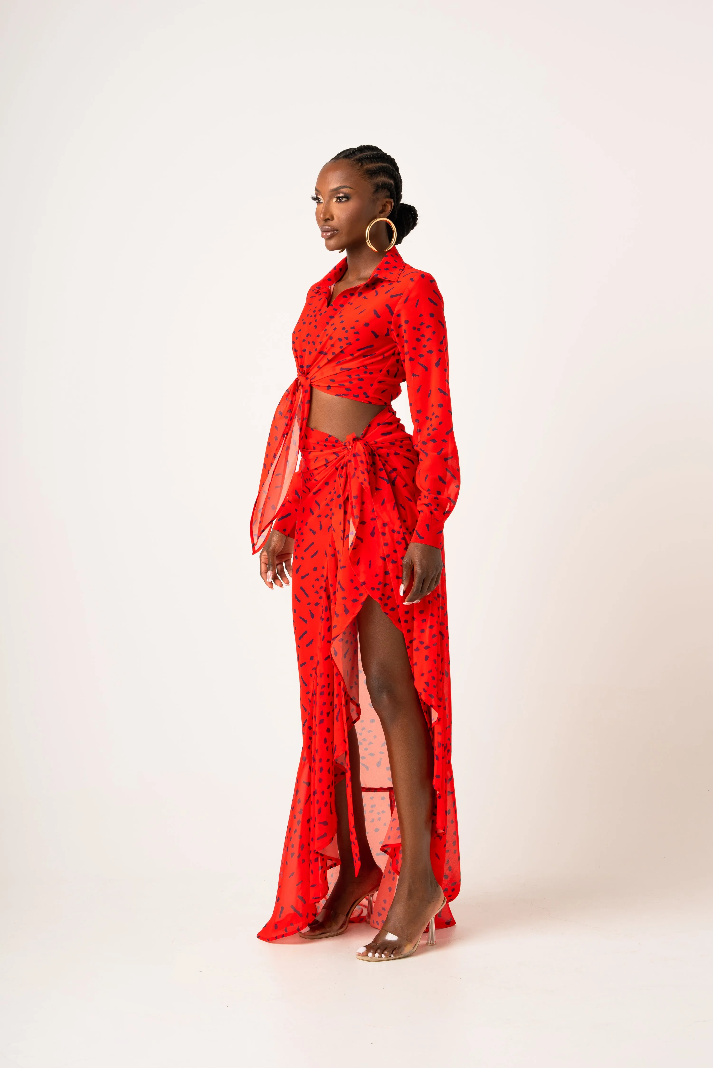 SAMIAH CHIFFON FRONT TIE CROP TOP