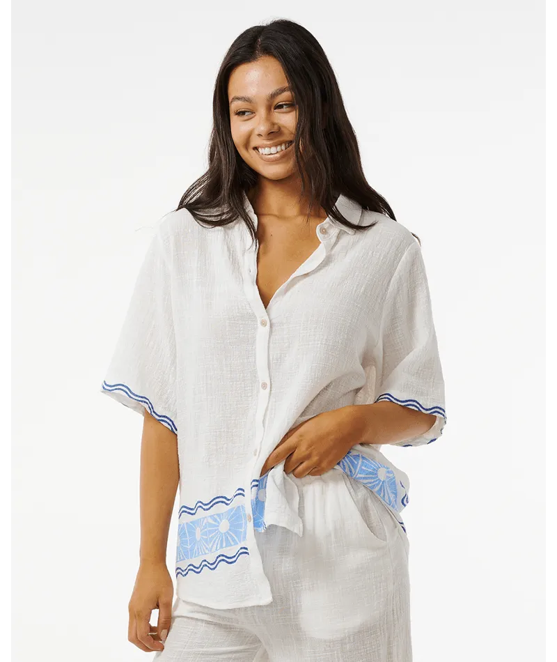 SANTORINI SUN PRINTED SHIRT - BLUE