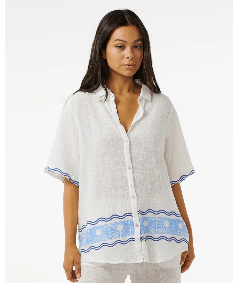 SANTORINI SUN PRINTED SHIRT - BLUE