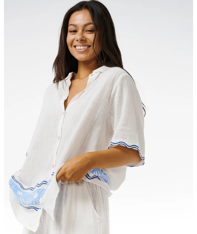 SANTORINI SUN PRINTED SHIRT - BLUE