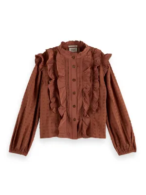 Scotch & Soda Clip-Jacquard Ruffled Shirt