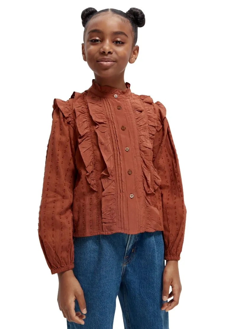 Scotch & Soda Clip-Jacquard Ruffled Shirt