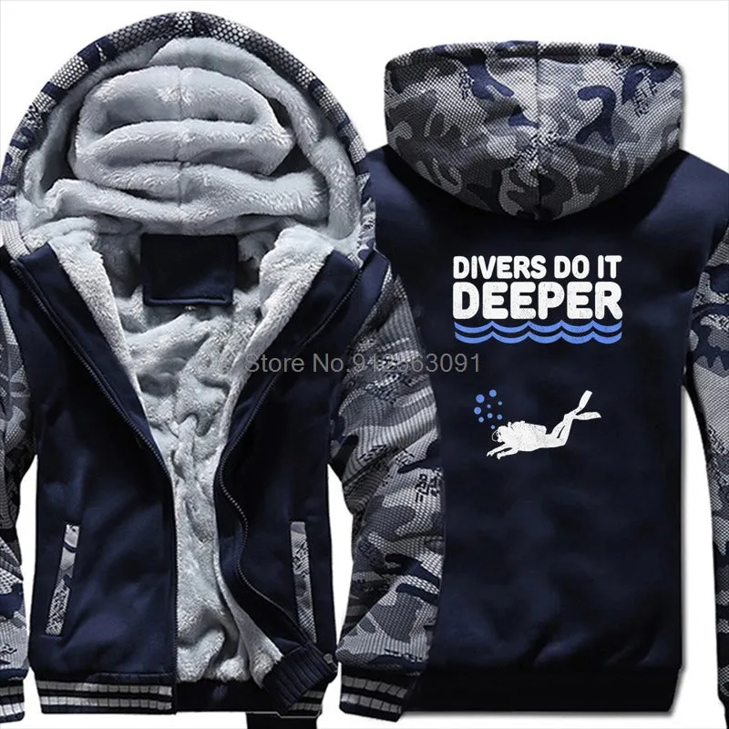Scuba diving Hoodie Men | Coated Fleece Divers Do it Deeper
