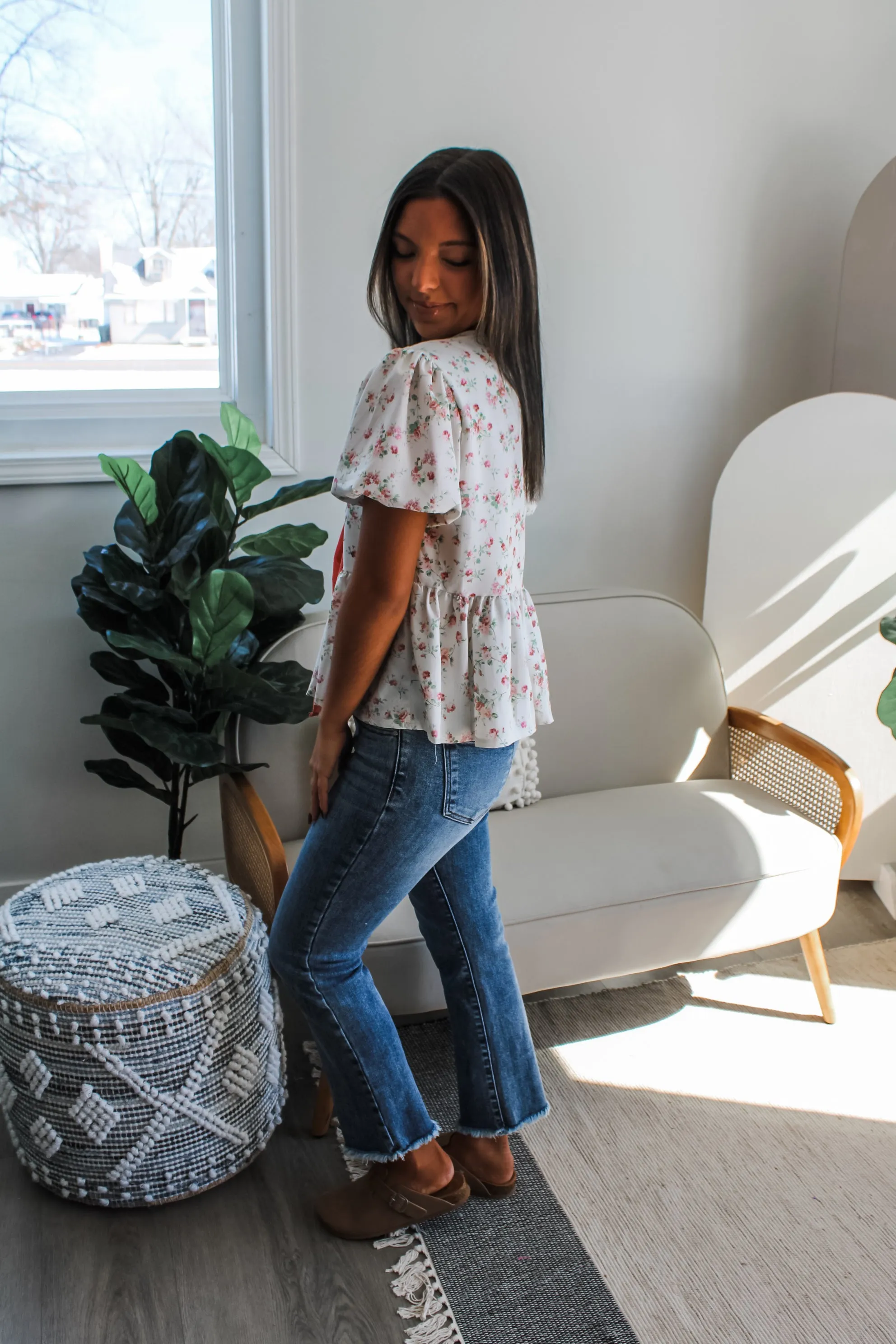 Secret Garden Peplum Blouse • Cream Floral