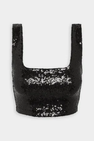 Sequin Crop Top in Black