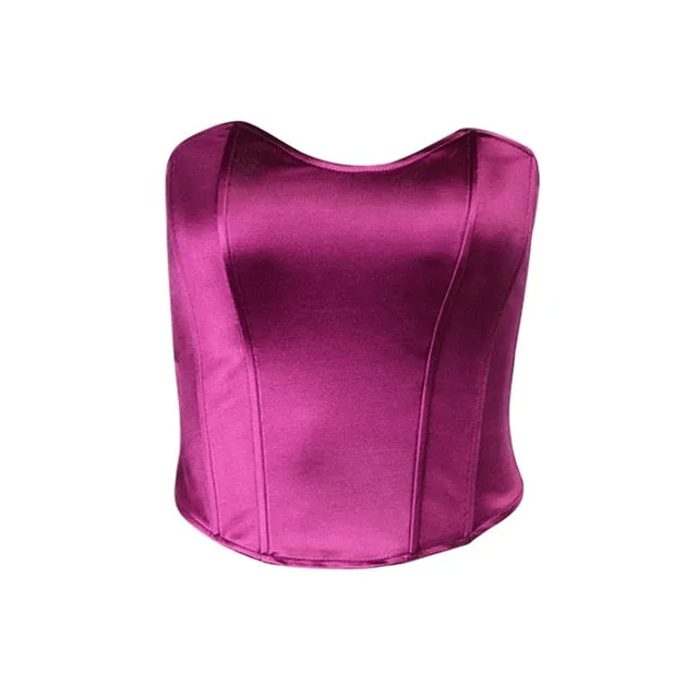 Sexy Women Tube Tops Solid Sleeveless Slim Skinny Corset