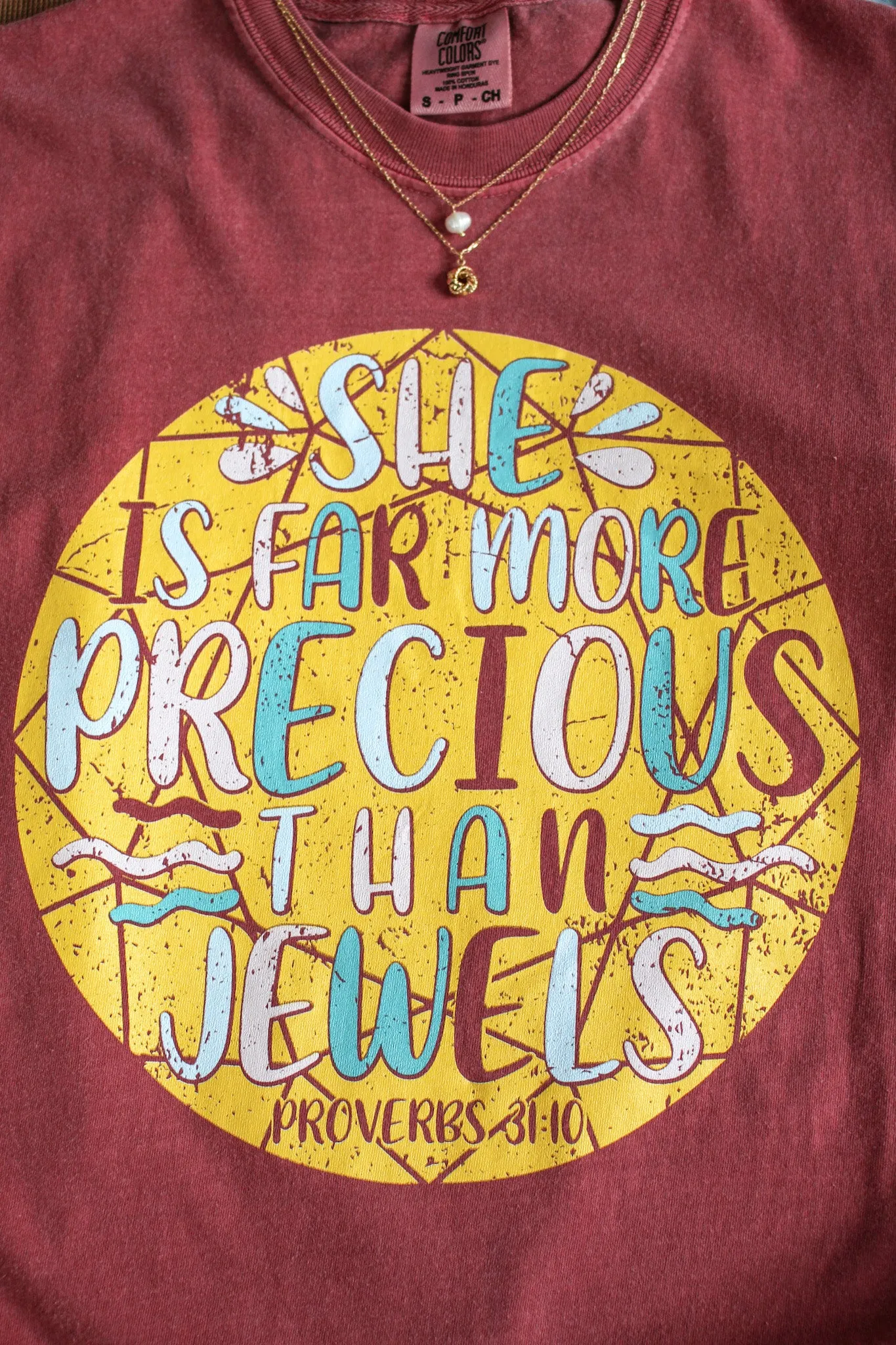 She Is Far More Precious Than Jewels Graphic Tee • Wine - FINAL SALE