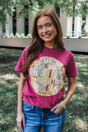 She Is Far More Precious Than Jewels Graphic Tee • Wine - FINAL SALE