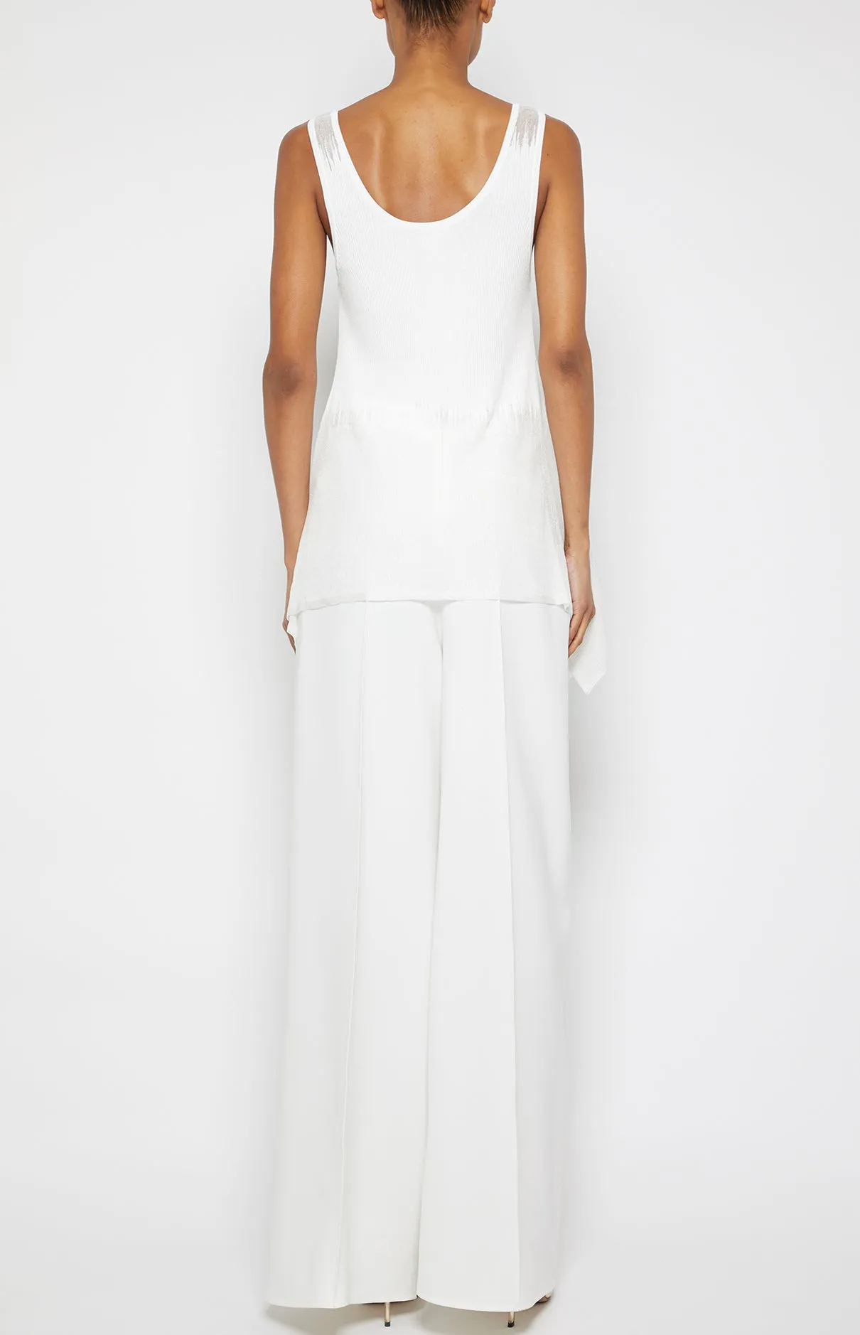SHEER/OPAQUE PEPLUM SHELL TANK