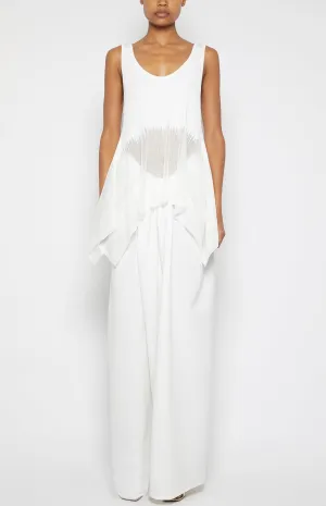 SHEER/OPAQUE PEPLUM SHELL TANK