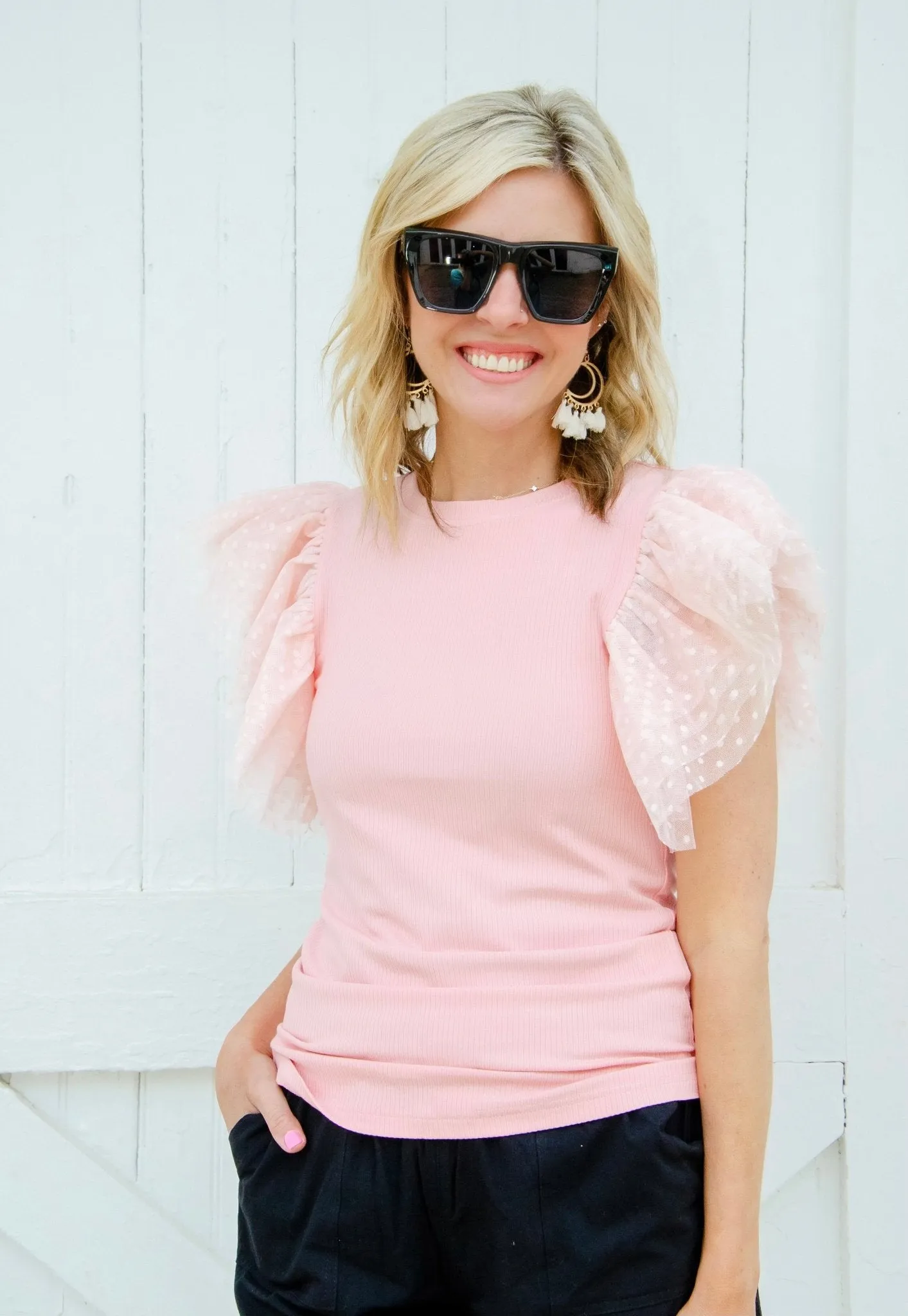 She’s So Fancy Ruffled Sleeve Top
