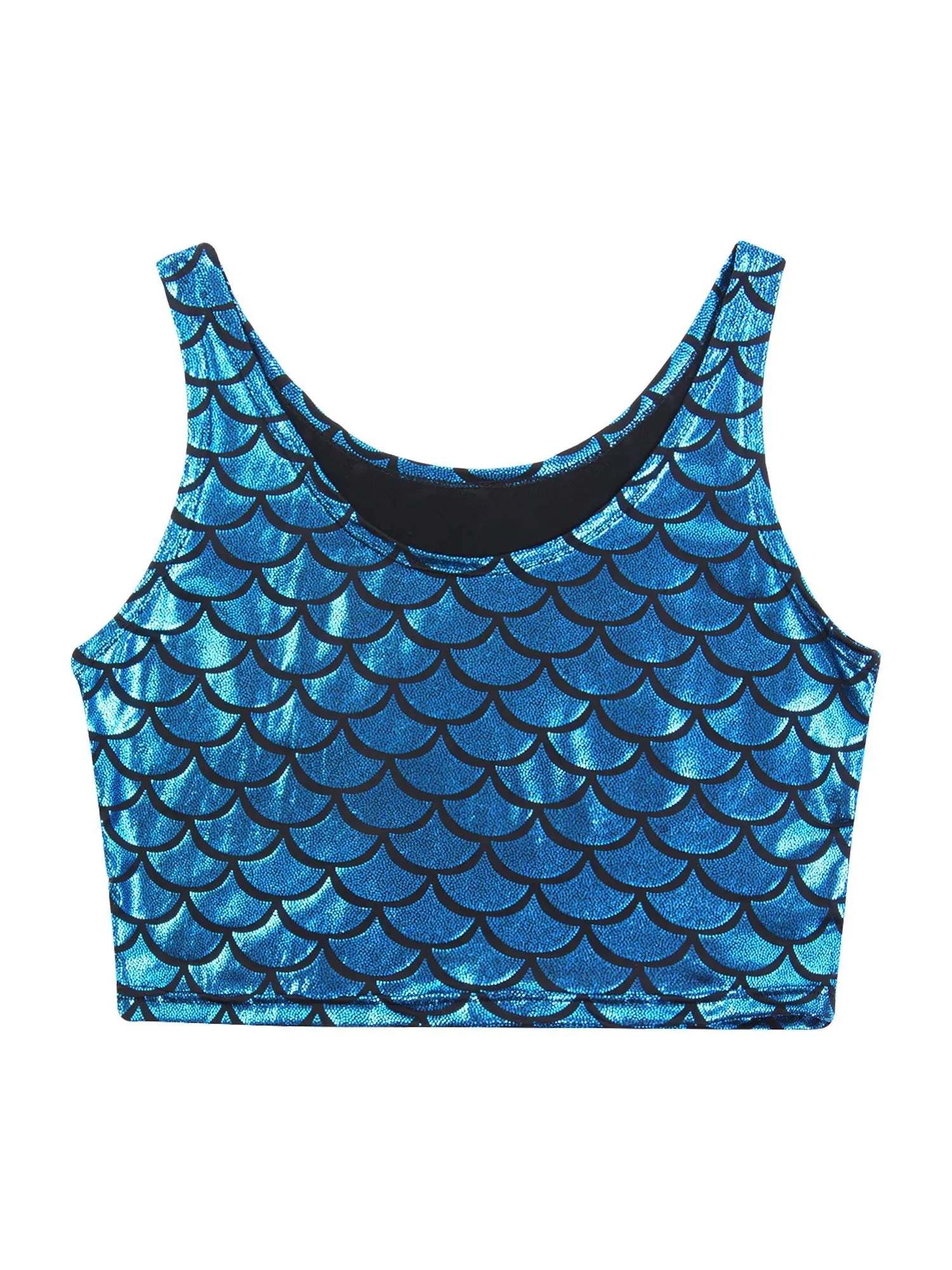 Shiny Metallic Sequin Crop Top - Mermaid Fish Scale Tank Top for Festivals, Raves, and Dance Performances