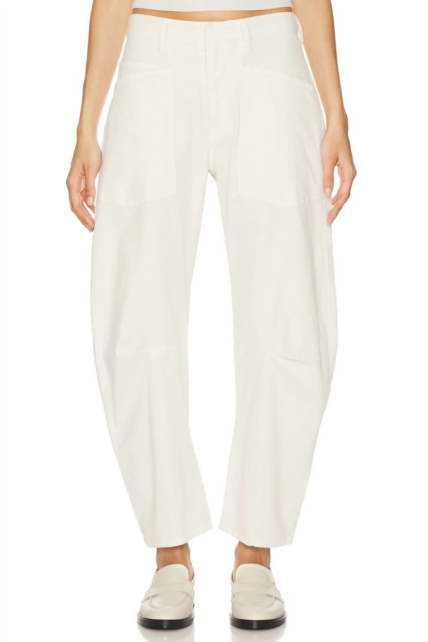 Shon Corduroy Mid-Rise Pants In Stone