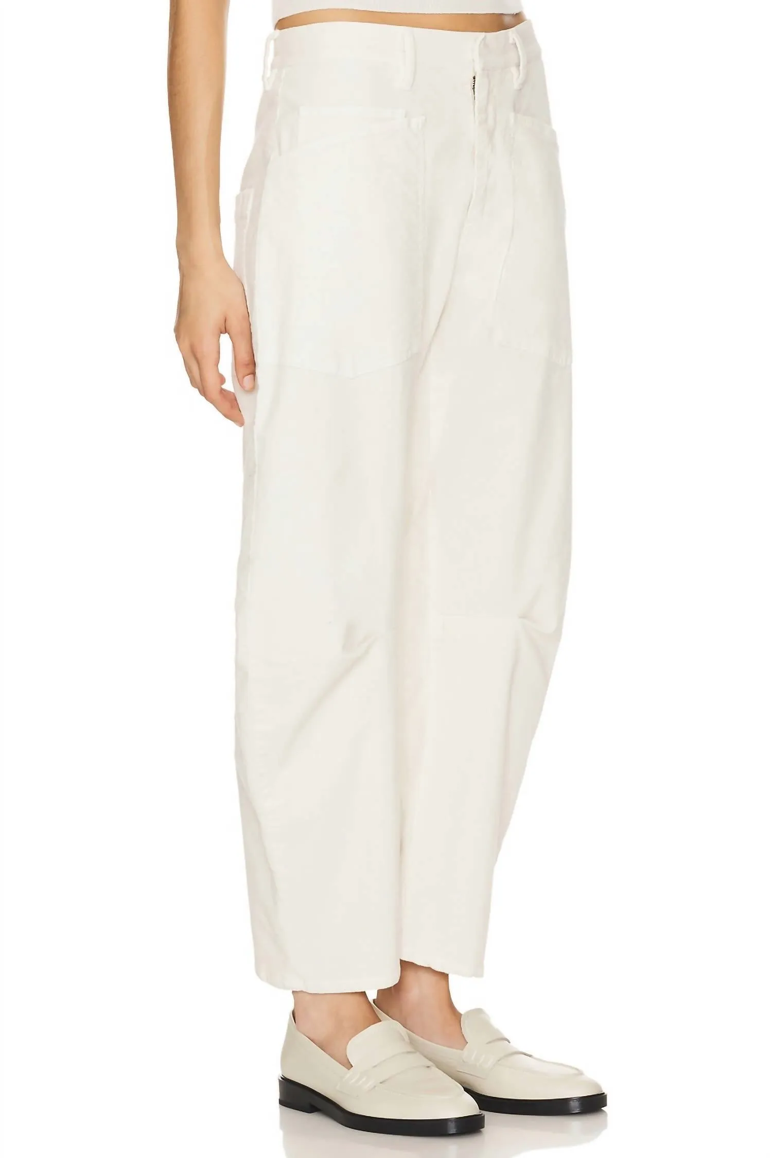 Shon Corduroy Mid-Rise Pants In Stone