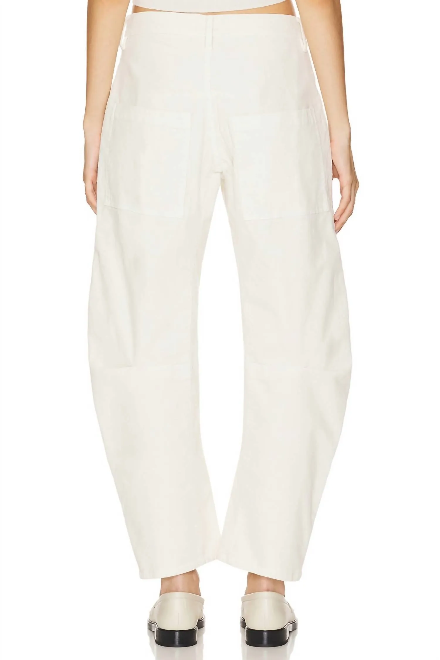 Shon Corduroy Mid-Rise Pants In Stone