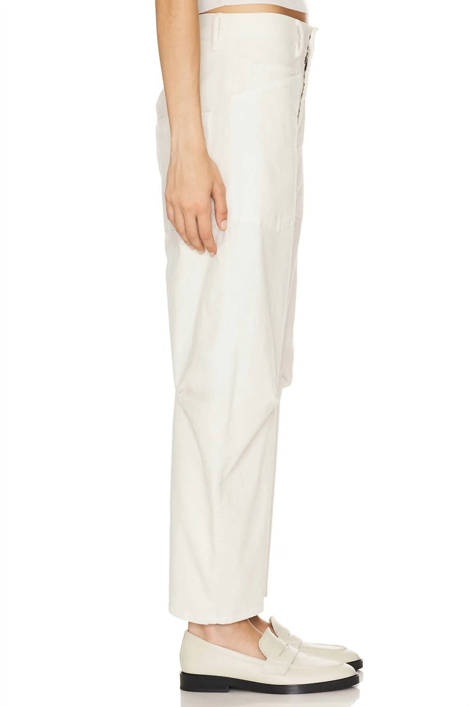 Shon Corduroy Mid-Rise Pants In Stone