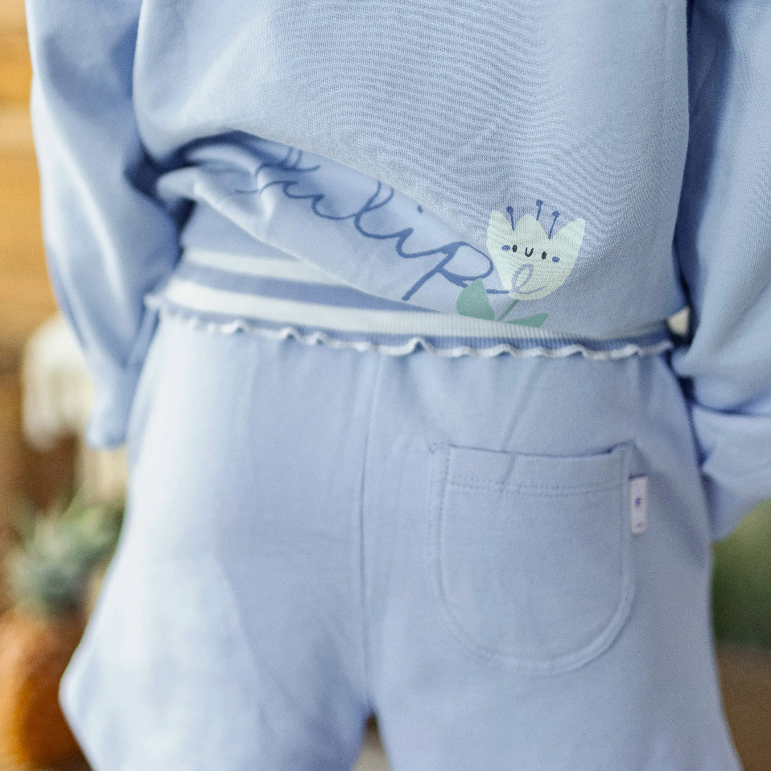Short ample bleu céleste en coton français, enfant || Loose-fitting celestial blue short in french cotton, child