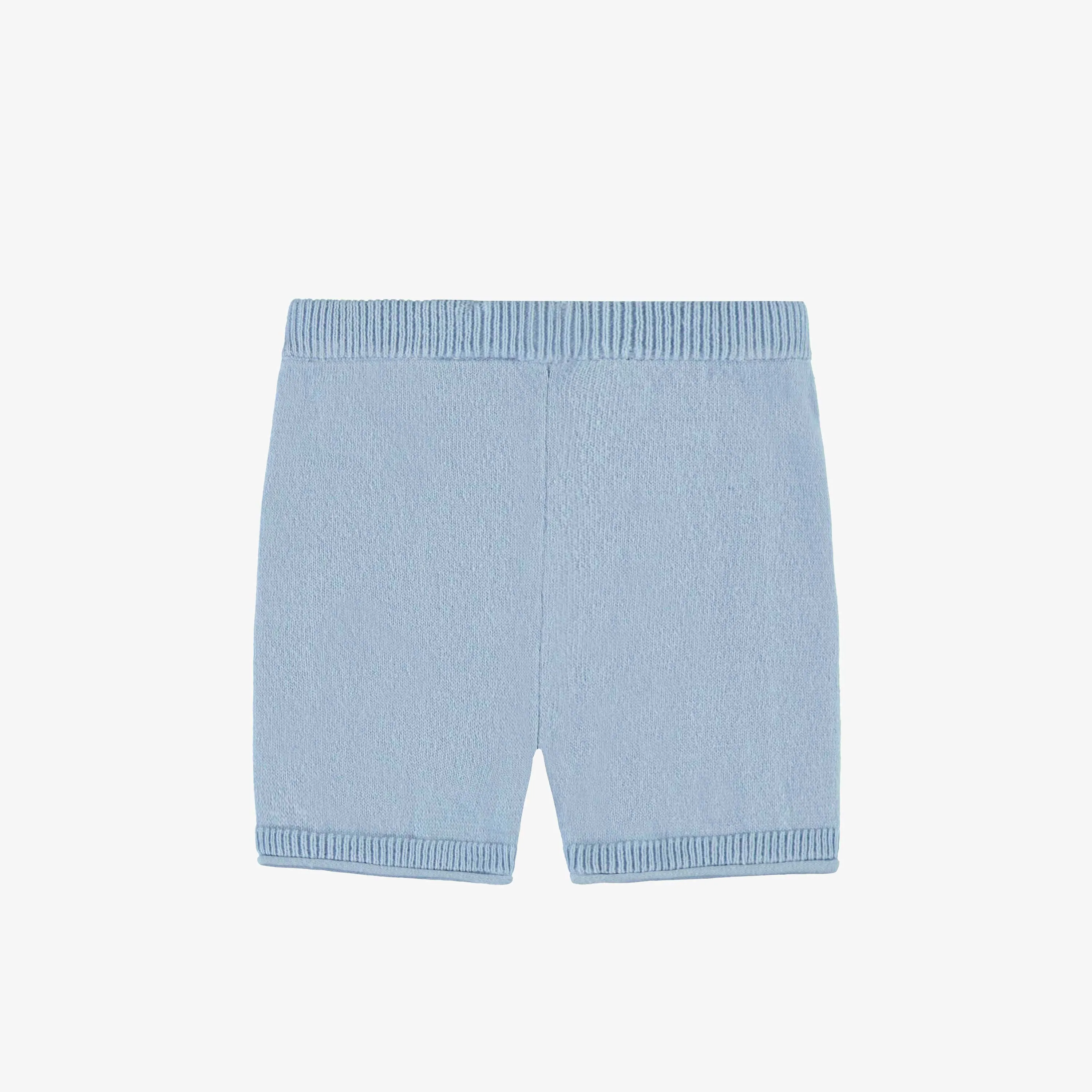 Short bleu pâle en tricot, naissance || Pale blue knit shorts, newborn