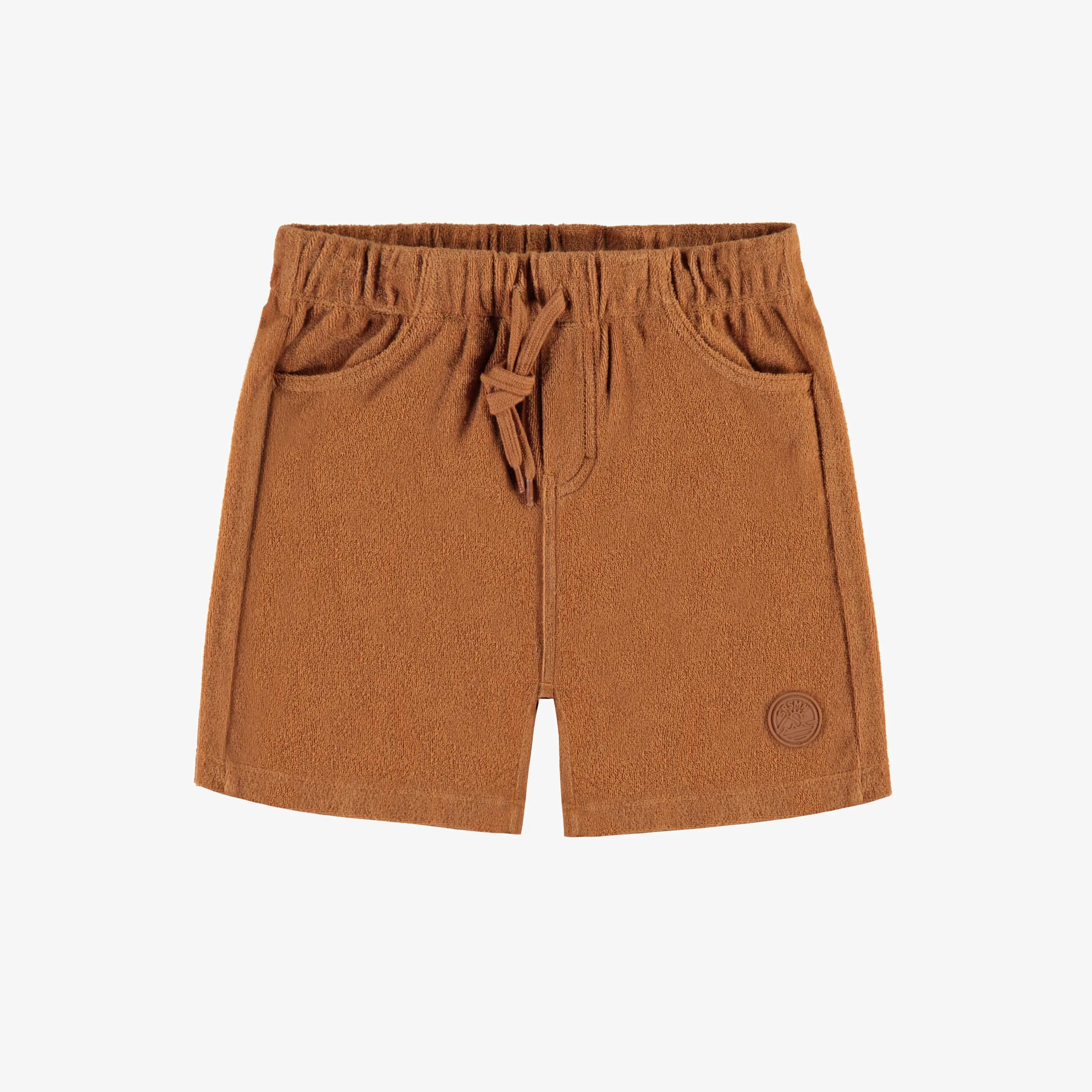 Short caramel avec grandes poches en ratine, enfant || Caramel short with large pockets in terry, child