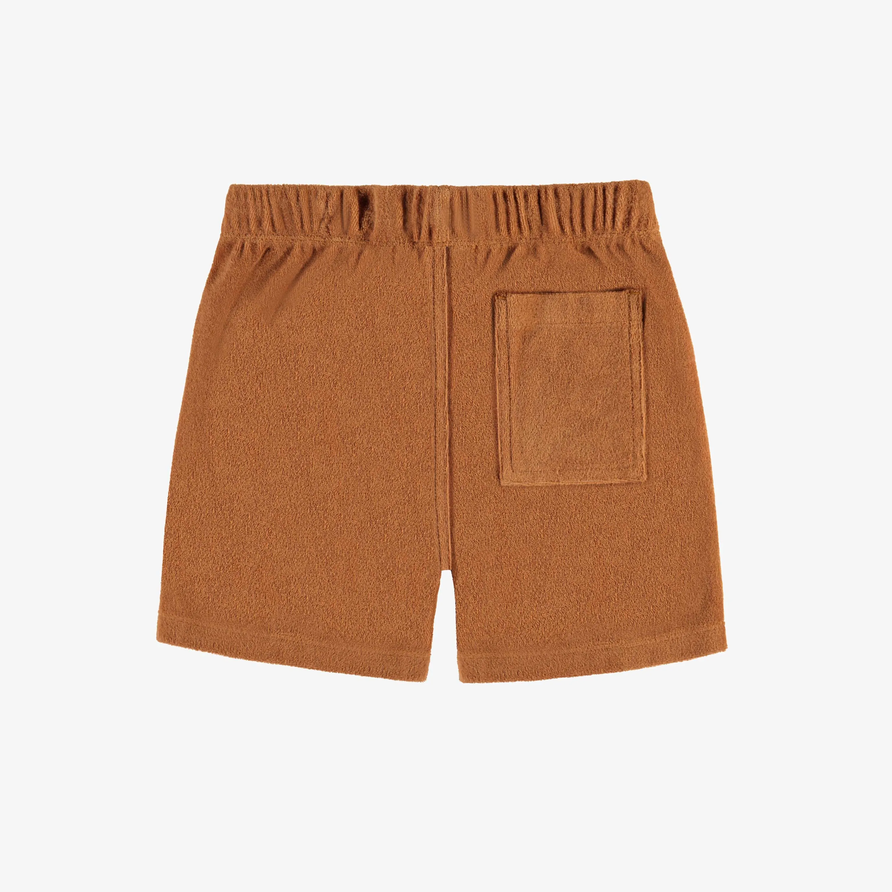 Short caramel avec grandes poches en ratine, enfant || Caramel short with large pockets in terry, child
