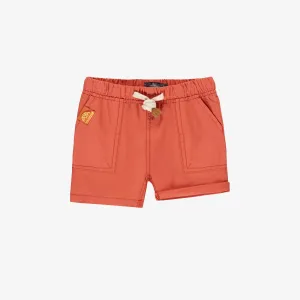 Short coupe décontractée orange en toile, bébé || Orange relaxed fit short in canvas, baby