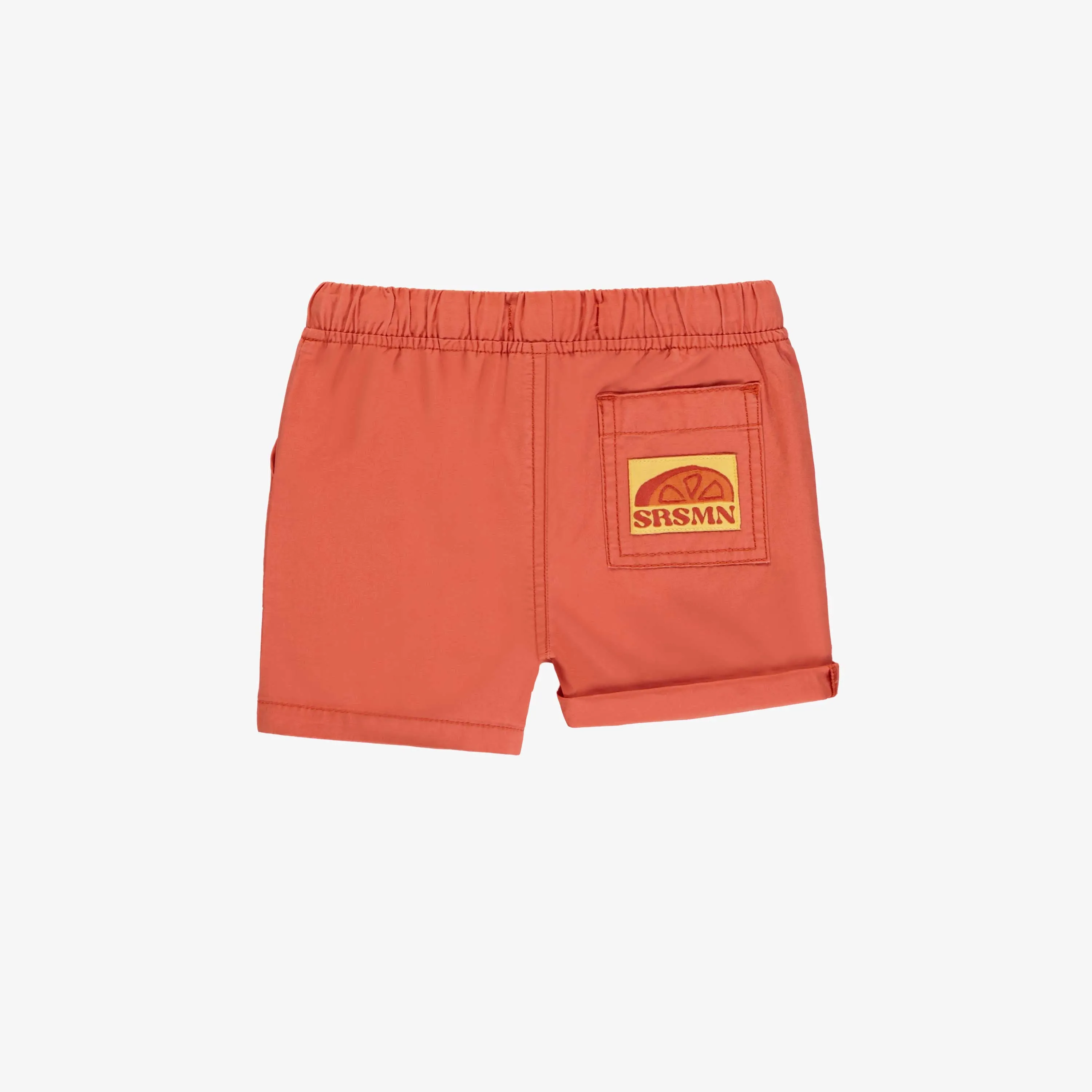 Short coupe décontractée orange en toile, bébé || Orange relaxed fit short in canvas, baby