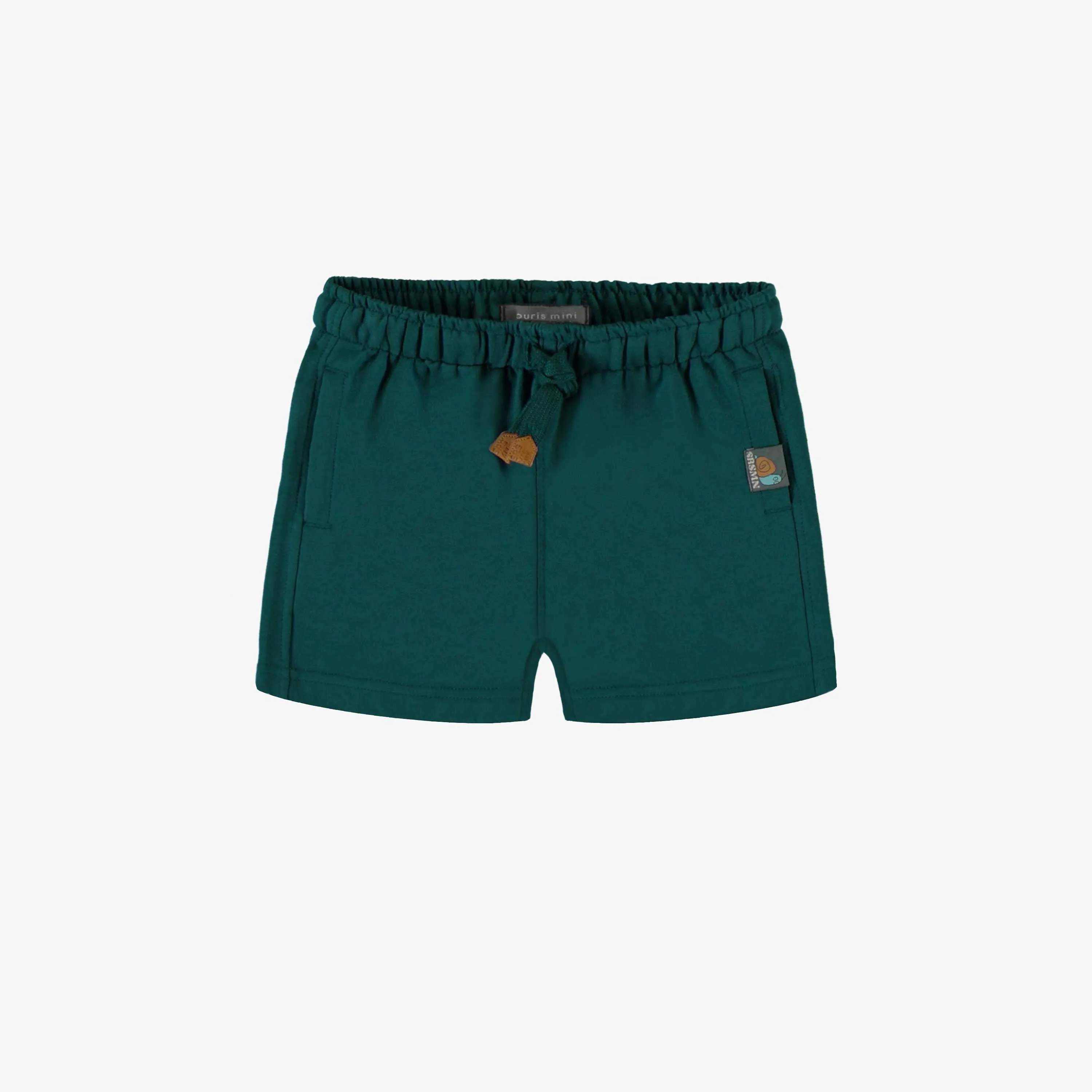 Short coupe décontractée vert en coton français, bébé || Green relaxed fit short in french terry, baby