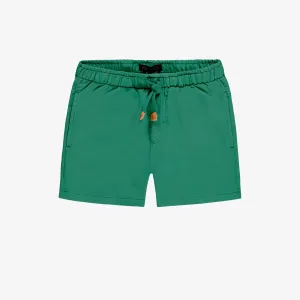 Short coupe décontractée vert en coton français, enfant  || Green relaxed-fit shorts in french cotton, child